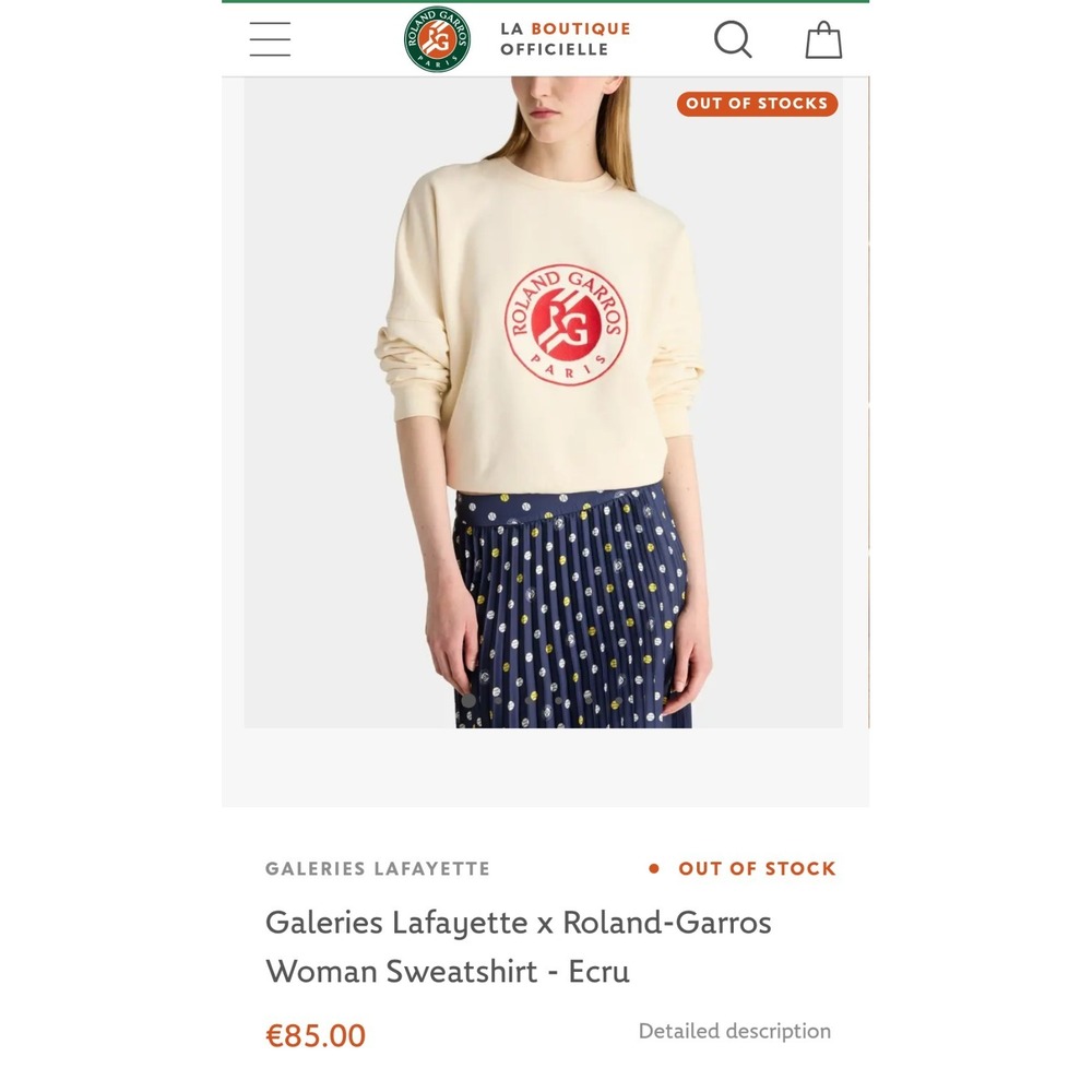Galeries Lafayette x Roland-Garros Woman Sweatshirt - Women's Sz Lg